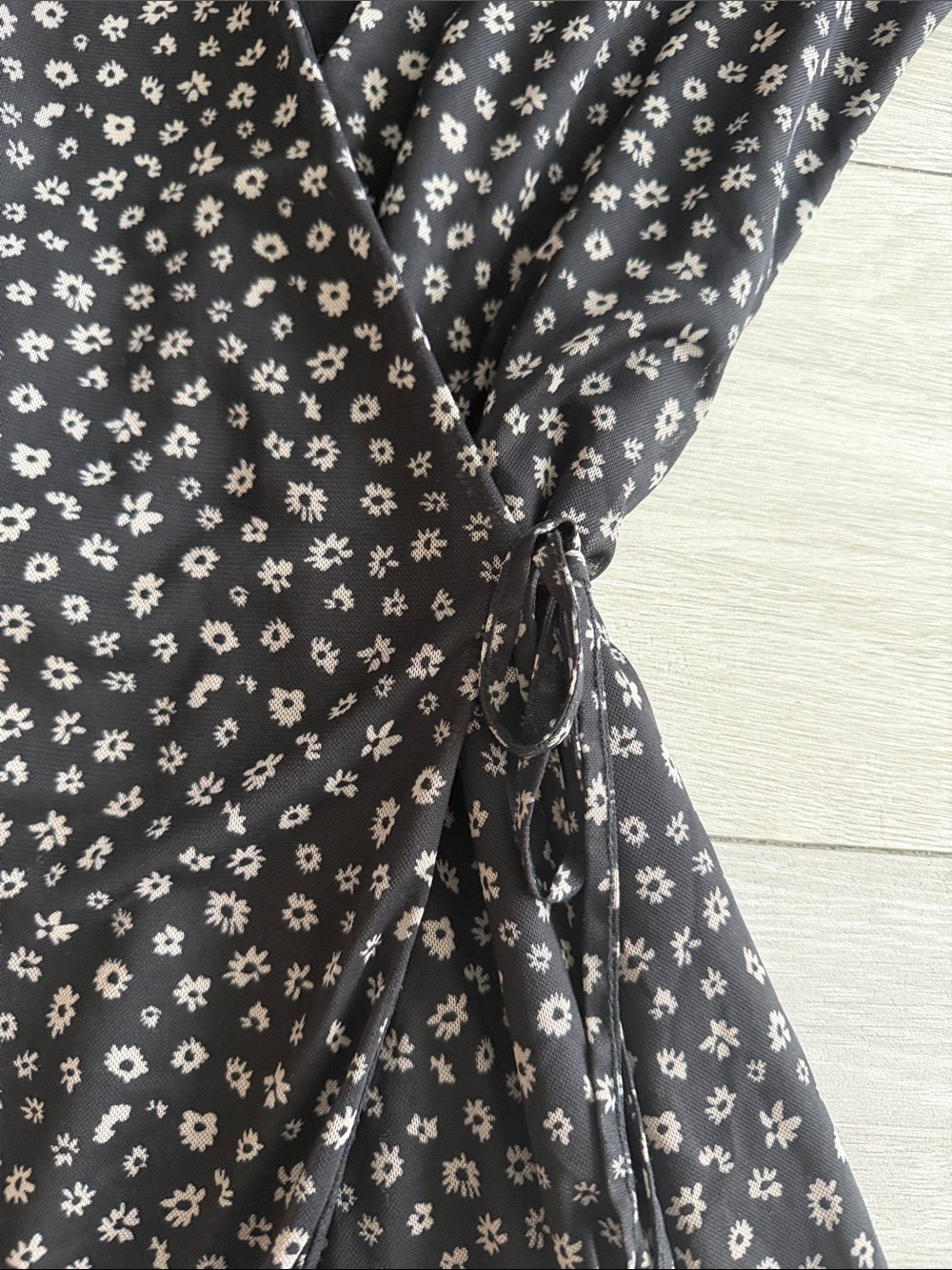 Urban Outfitters Black Floral Wrap Mini Dress XS - Picture 2 of 3